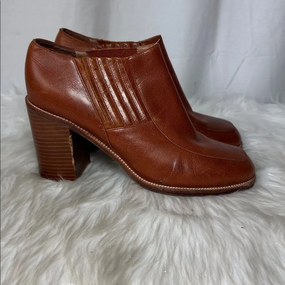 Jeffrey Campbell Ibiza Cognac Brown Leather Ankle Booties Sz 10‎
